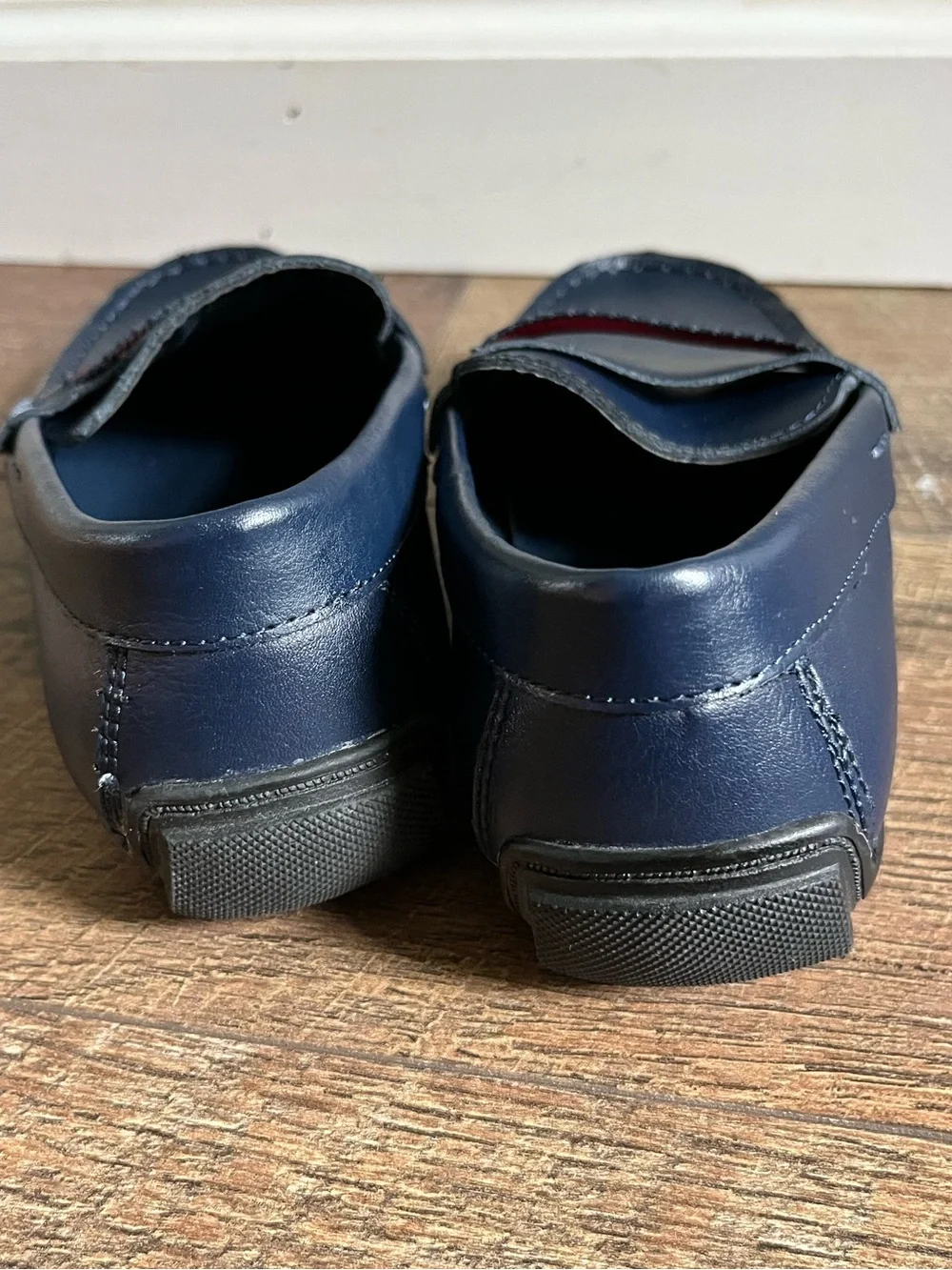 Steve Madden Berrod navy leather loafers dress shoes boys size 2